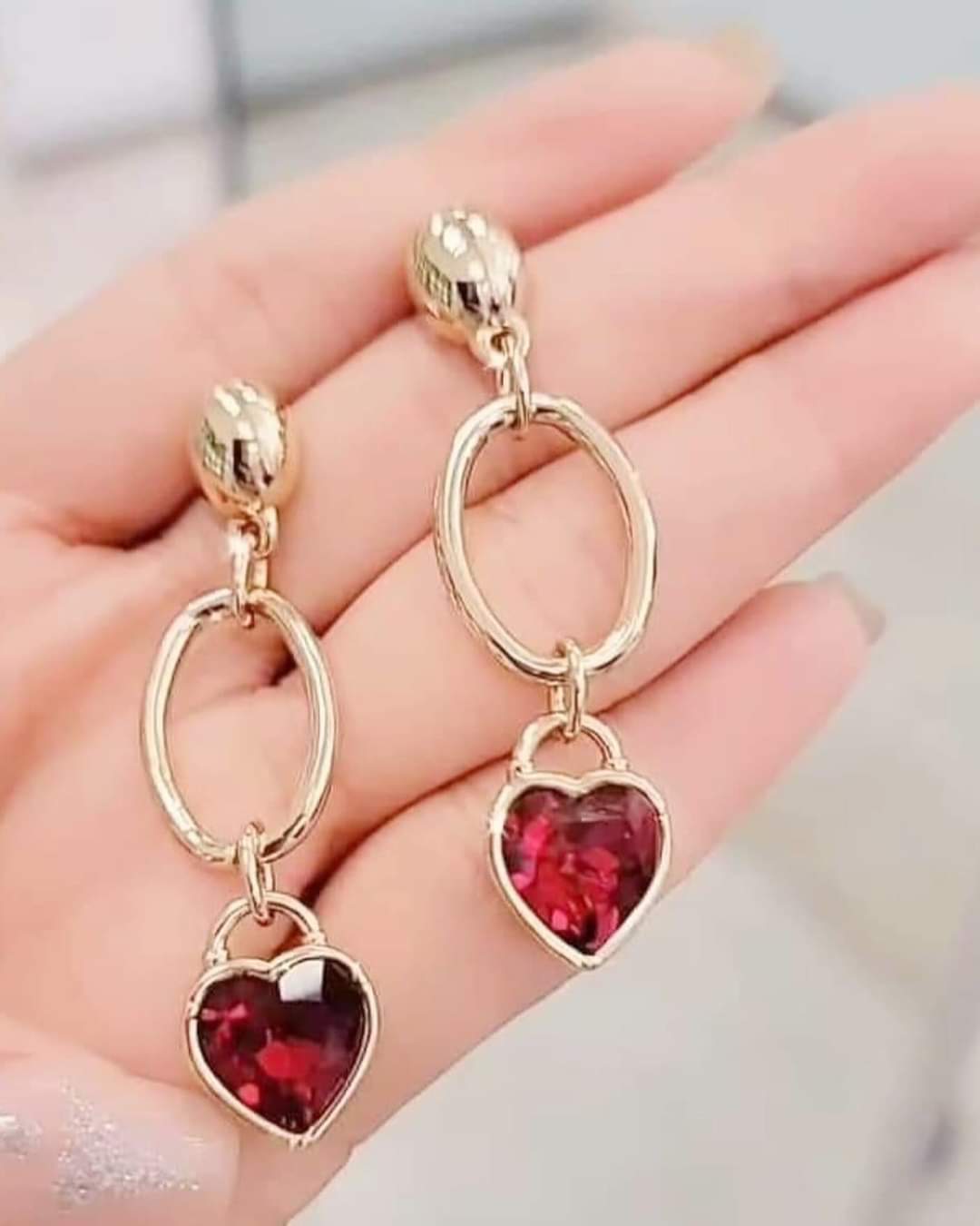 Conjunto Corazón Colgante Rubí